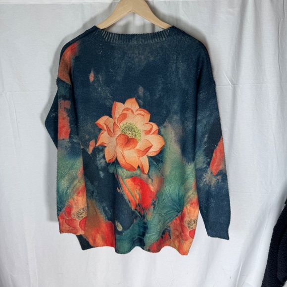 Yesno Oversized Cotton/Wool Blend Graphic Pullover Sweater NWOT Sz XL - Picture 3 of 6